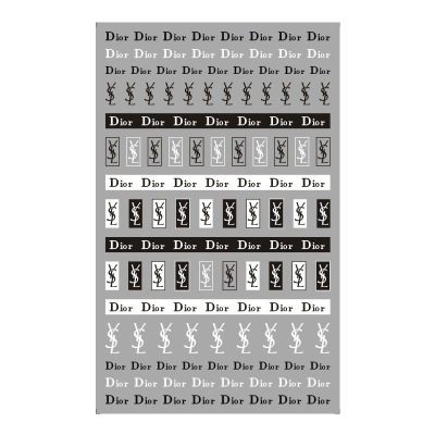 Dior Black & white color Brand Logo 3D Nail Art Sticker