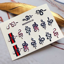  Snake Motif Emboss 6D Nail Sticker with Good Quality 