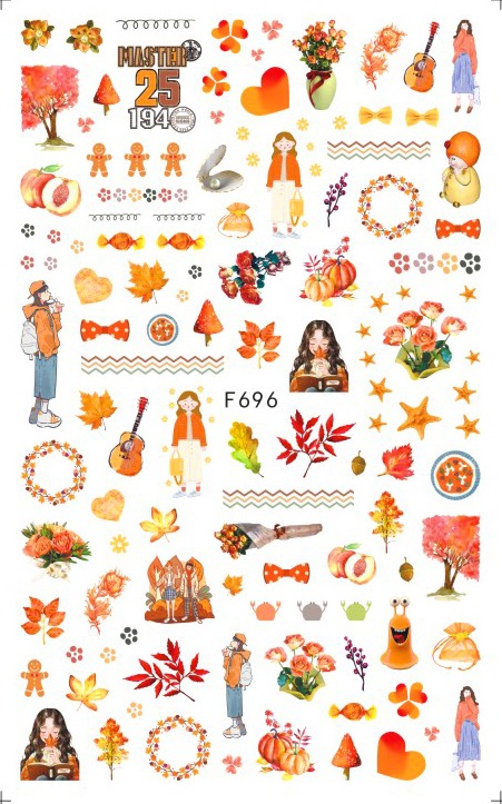 F696 Autumn Fall Season Self-adhesive Nail Art Sticker