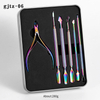 Stainless steel tweezers colorful titanium Nail Cuticle Pusher 