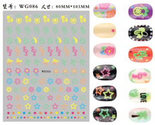 WG084-086 Fluoscent Summer Nail Sticker