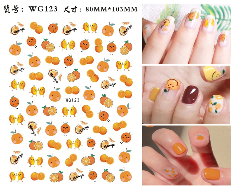 WG123-140 Graffiti Flower Cartoon Nail 3D Sticker