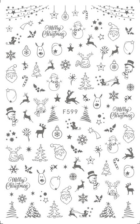 F599 The Hallowmas 3D Self Adhesive Nail Art Sticker Gold Silver 2 colors available