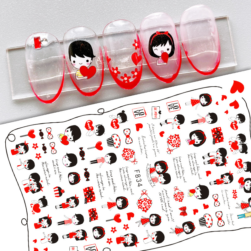 F834 DIY Design 3D Self Adhesive Love Valentine's Day Nail Art Sticker