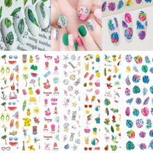 WG608-619 Flower Colorful Leaves Hawaii Nail Sticker