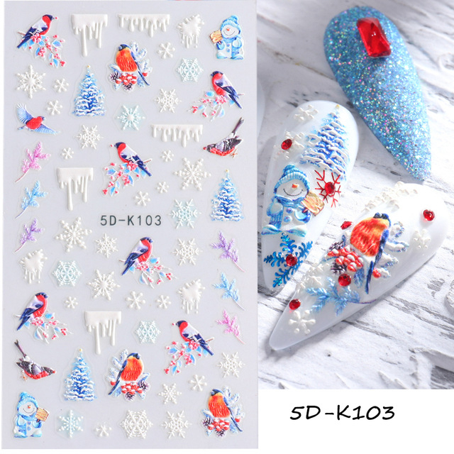 Merry Christmas 5D Embossed Nail Sticker