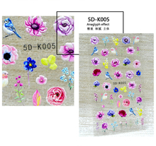 5D Embossed Spring Bird Flowder Nail sticker