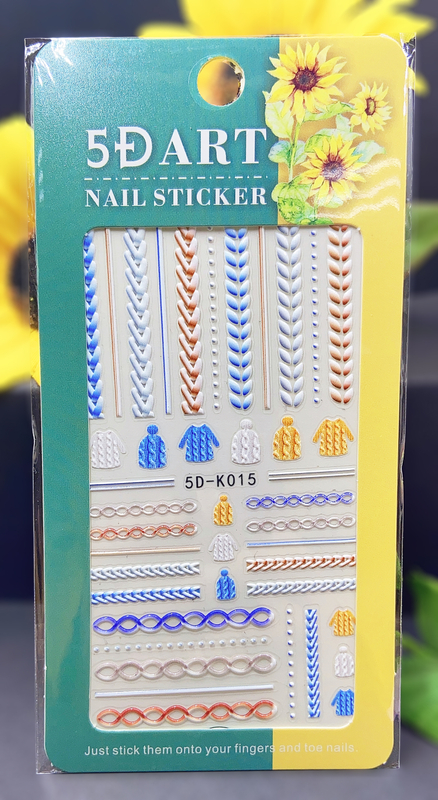 5D Embossed Winter Sweater Nail sticker