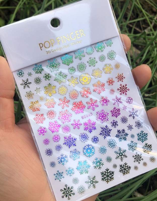 WG440-443 Snowflakes Winter Style Different Color Adhesive Nail Sticker