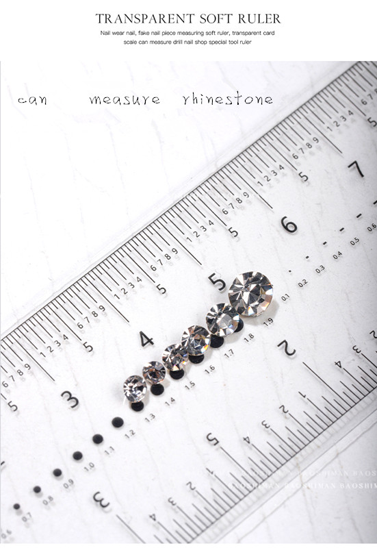 Transparent Flexible Press on Nail Tip Nail Rhinestone Measuring Ruler Nail Tool