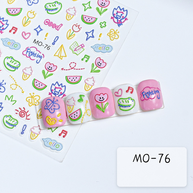 Summer Cartoon Colorful Adhesive Nail Stickers