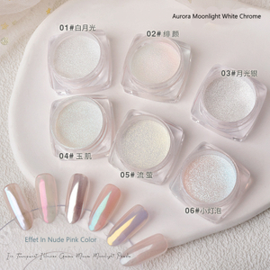 Aurora Moonlight Fairy Nail White Chrome powder