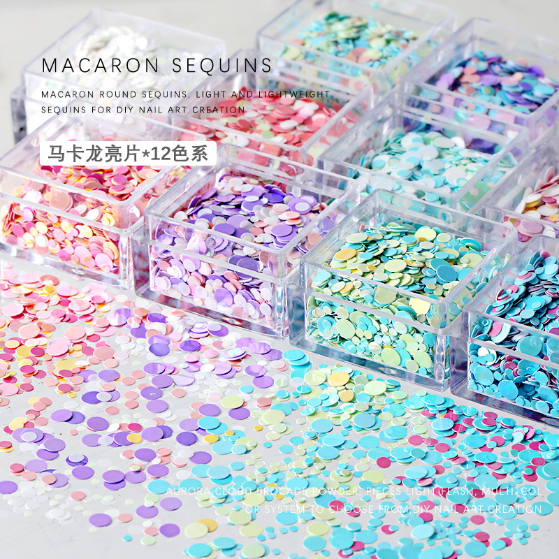 Mixed Color Nail Sequins Cream Glitter Round Shape Nail Accessories