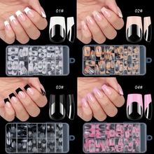 120pcs/box Almond Squard Coffin Ballerine French False Nail Tips 