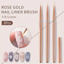3Pcs/set Rose Gold Nail Art Tool UV Gel Liner Painting Brush