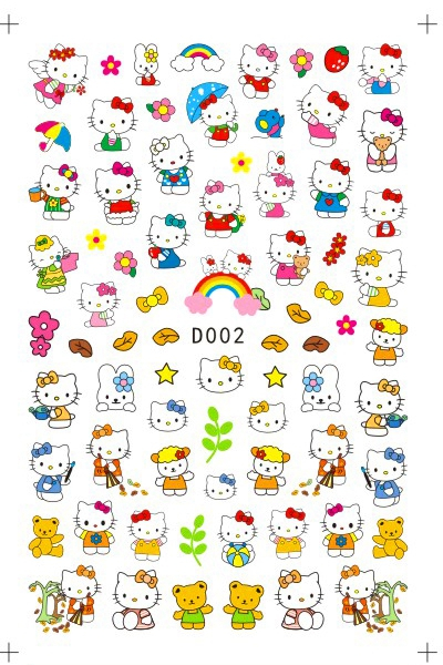 D002 Hello Kitty 3D Nail art sticker