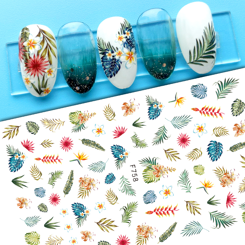 F758 Leaf Self-adhesive Nail Sticker 2021 New