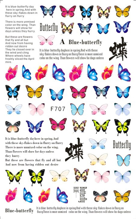 F707 Butterfly Nail Sticker Dec 2020 New