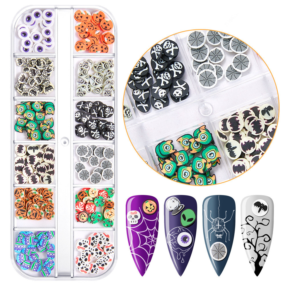 12 Grid Halloween Soft Clay Nail Decoration Polymer Clay