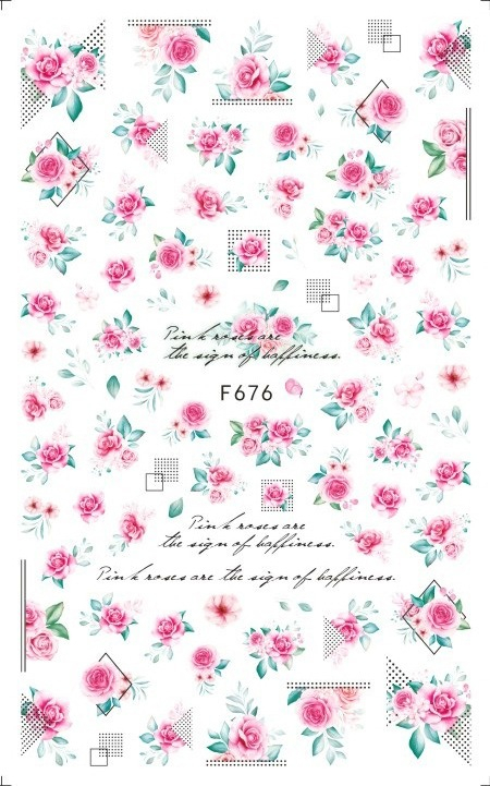 F676 Rose Flower Gardon Self-adhesive Nail Art Sticker