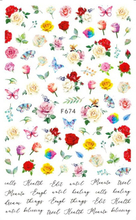 F674 Rose Flower Gardon Butterfly Self-adhesive Nail Art Sticker