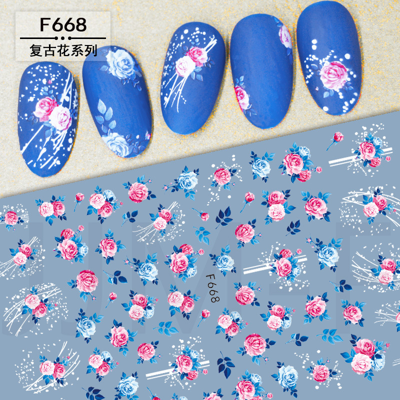 F668 Rose Flower Gardon Self-adhesive Nail Art Sticker