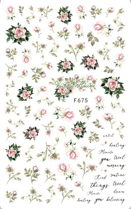 F675 Rose Flower Gardon Self-adhesive Nail Art Sticker