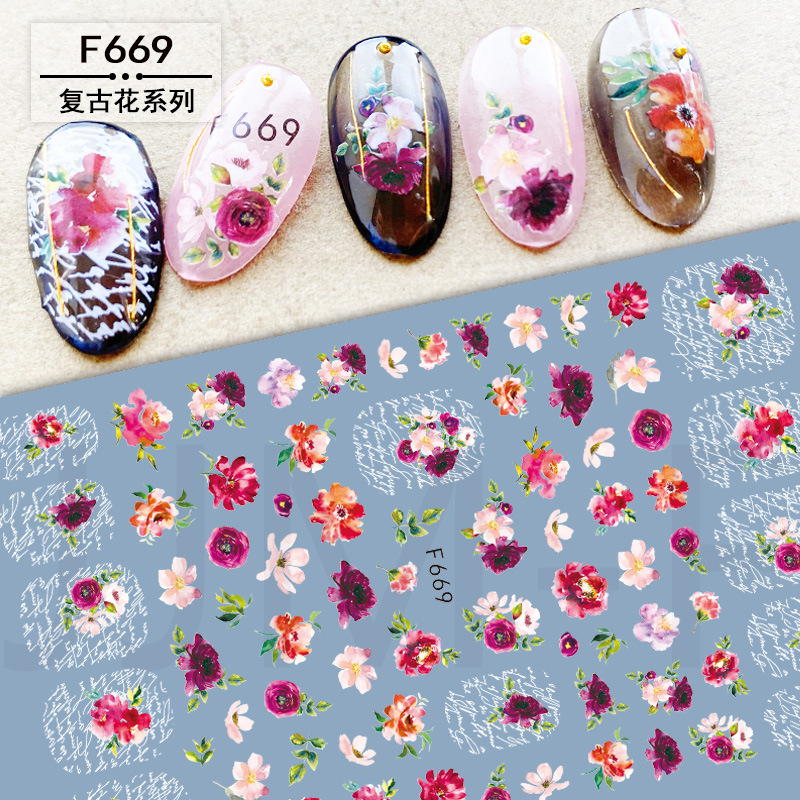 F669 Rose Flower Gardon Self-adhesive Nail Art Sticker