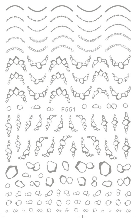 F551 4 Colors Gold Silver Black White 3D Self Adhesive Nail Art Sticker