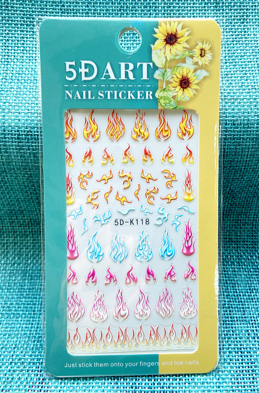 5D Embossed Flame Nail Sticker