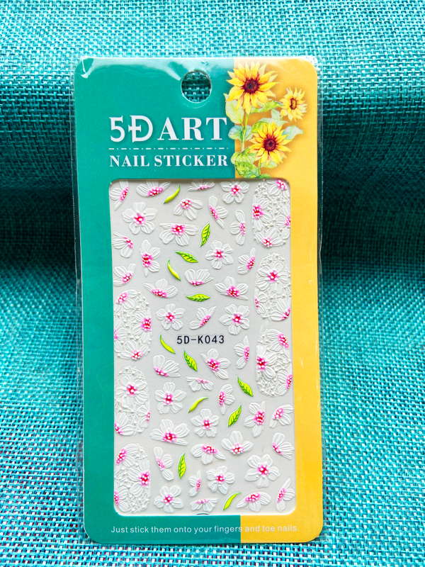 5D Embossed Spring Flower Nail Sticker
