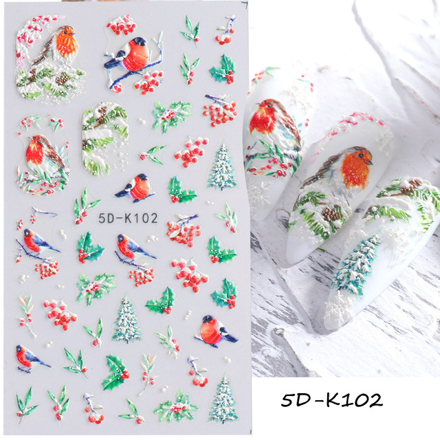 Merry Christmas 5D Embossed Nail Sticker