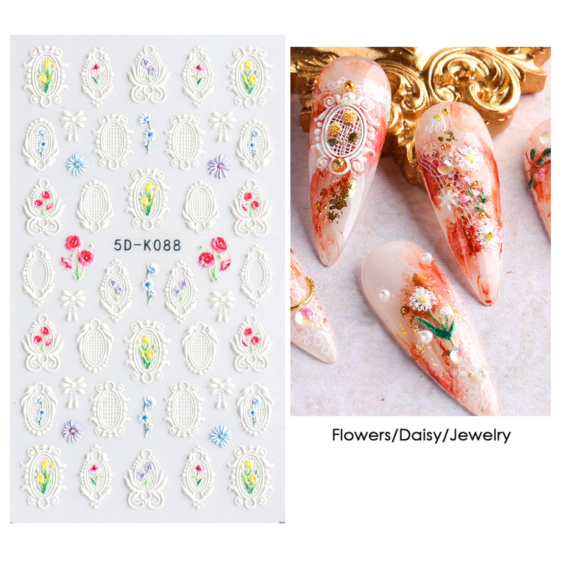 5D Embossed Retro Style Nail Sticker