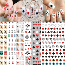 WG648-655 Poker Design Self-adhesive Nail Sticker