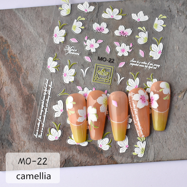Camellia Cherry Flower Nail Sticker Decoration
