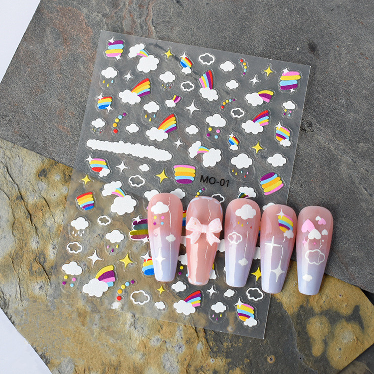 Thin Rainbow Heart Nail Diy Sticker