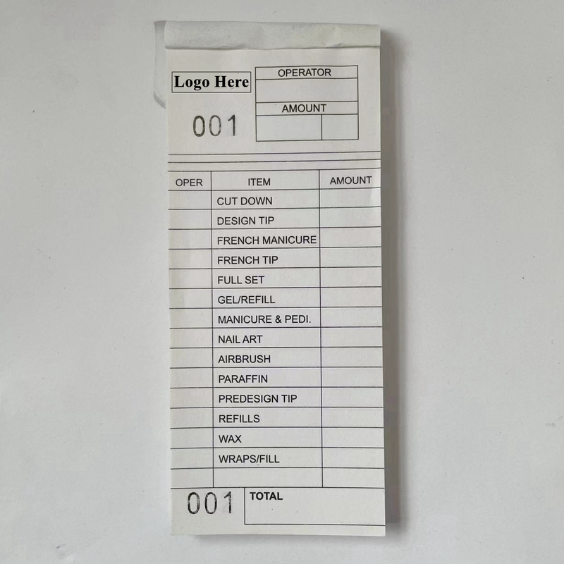 Pravited Logo Customized Made Nail Salon Service Ticket 