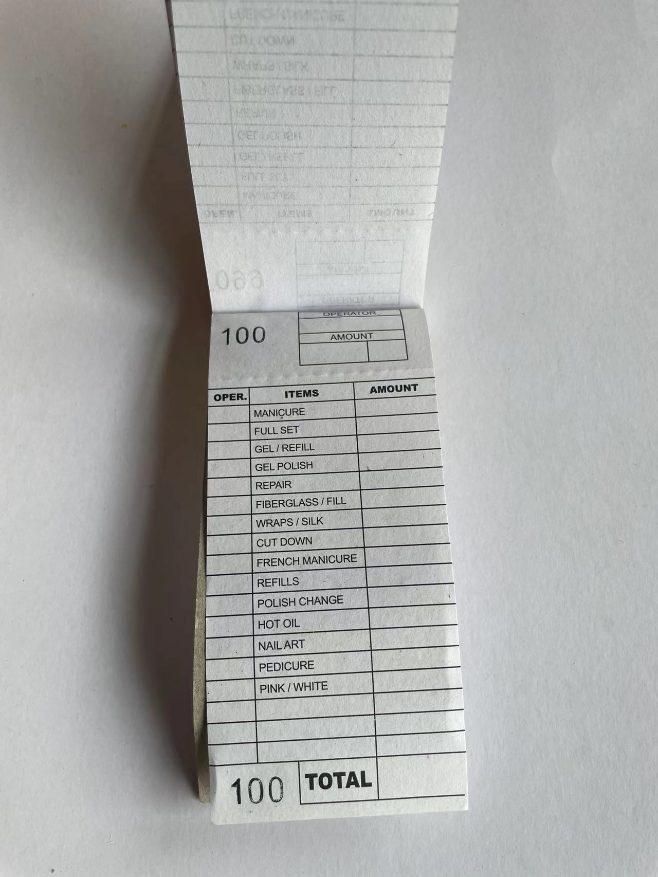 Pravited Logo Customized Made Nail Salon Service Ticket 