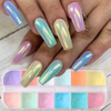 12 Color Pearl Nail Powder Glitter Dust Aurora Solid Mirror Holographic Chrome Nail Powder 