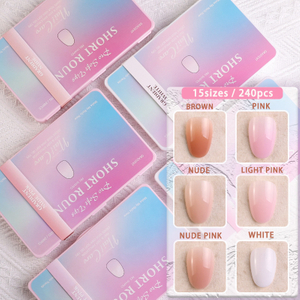 240Pcs Super Thin Gradient Short Nail Tip Artificial Fake Nail Art Tool For Salon