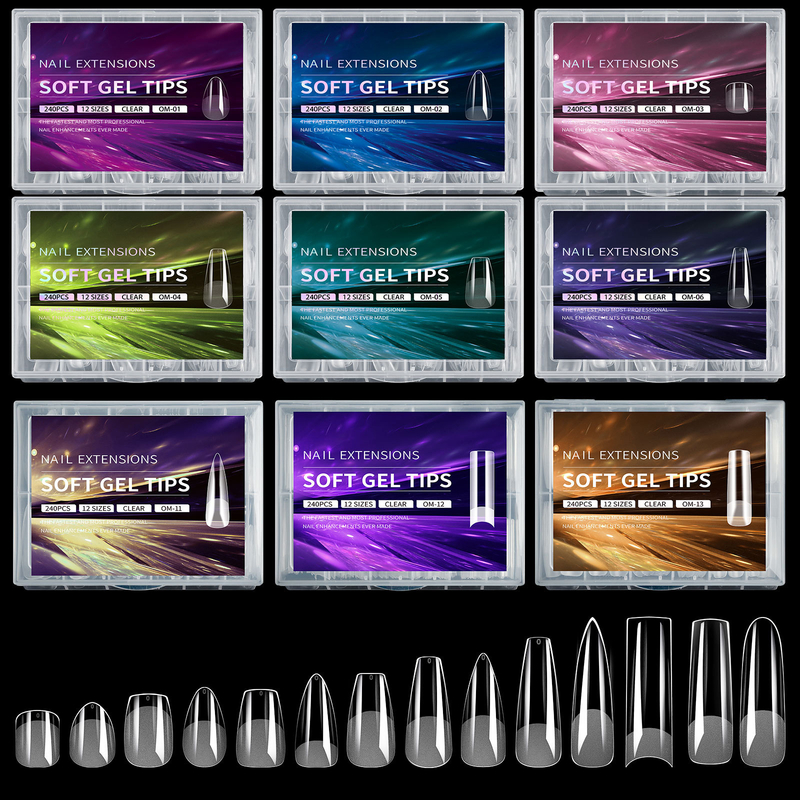 240pcs/box Semi-Frosted Soft Gel Tips High Quality