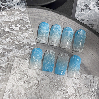 Summer White Wave Pattern Ultar Thin Nail Sticker