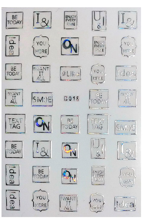 D018 6 colors available Brand Logo 3D Nail Art Sticker