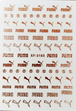 XF3185 Rose Gold PUMR Logo Brand Design 3D Nail Art Sticker