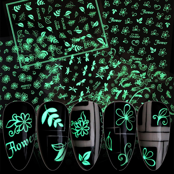 CY001-009 Glow In Dark Halloween Party 3D Nail Sticker