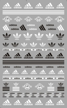Adidas Black & white color Brand Logo 3D Nail Art Sticker