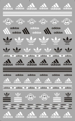 Adidas Black & white color Brand Logo 3D Nail Art Sticker