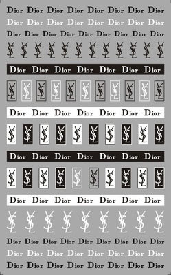 YSL Black & white color Brand Logo 3D Nail Art Sticker