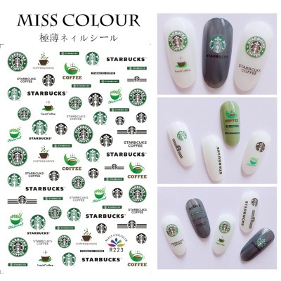STARBUCKS Brand Logo Gold Silver Color 3D Nail Art Sticker