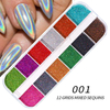 12 Grid Mixed Sequins Glitter Powder Letter Snow Flakes Heart Shape Set